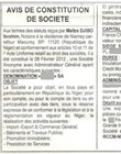 Annoncé légale publiée